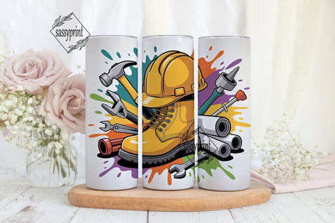 Construction Work Boots Tumbler Wrap Sublimation sassyprint 