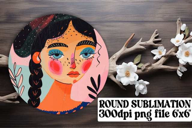 Contemporary Watercolor Lady Ornament - Sublimation Keychain Sublimation afrosvg 