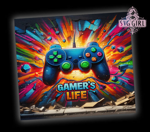 Controller Game 20oz Tumbler Wrap Sublimation Design, Straight Tapered Tumbler Wrap, Game Player Tumbler Png, Instant Digital Download Sublimation SvggirlplusArt 
