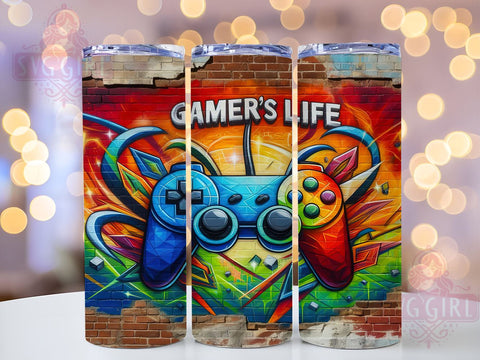 Controller Game 20oz Tumbler Wrap Sublimation Design, Straight Tapered Tumbler Wrap, Game Player Tumbler Png, Instant Digital Download Sublimation SvggirlplusArt 