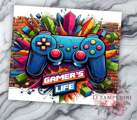 Controller Gamer 20oz Tumbler, 3D Video Gaming Tumbler Png, Straight & Tapered Tumbler Wrap, Instant Digital Download Sublimation Li Zamperini 