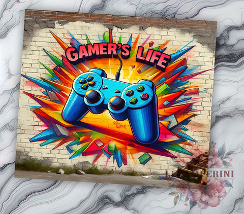 Controller Gamer 20oz Tumbler Wrap PNG, 3D Video Gaming Tumbler Png, Straight & Tapered Tumbler Wrap, Instant Digital Download Sublimation Li Zamperini 