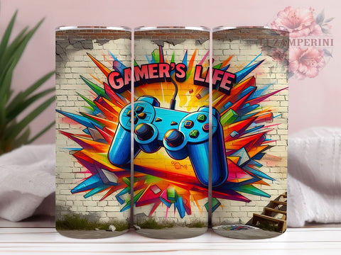 Controller Gamer 20oz Tumbler Wrap PNG, 3D Video Gaming Tumbler Png, Straight & Tapered Tumbler Wrap, Instant Digital Download Sublimation Li Zamperini 