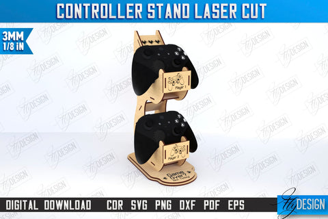 Controller Stands Laser Cut Bundle | Controller Holders | Gamer Design | Gamepad Holders | Controller and Headphone Stands | CNC Files SVG Fly Design 