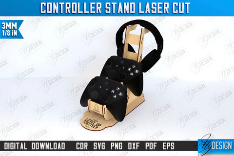 Controller Stands Laser Cut Bundle | Controller Holders | Gamer Design | Gamepad Holders | Controller and Headphone Stands | CNC Files SVG Fly Design 
