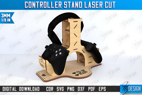 Controller Stands Laser Cut Bundle | Controller Holders | Gamer Design | Gamepad Holders | Controller and Headphone Stands | CNC Files SVG Fly Design 