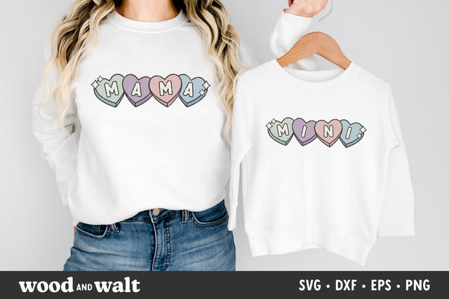Conversation Hearts Mama Mini SVG | Valentine Mommy And Me SVG SVG Wood And Walt 