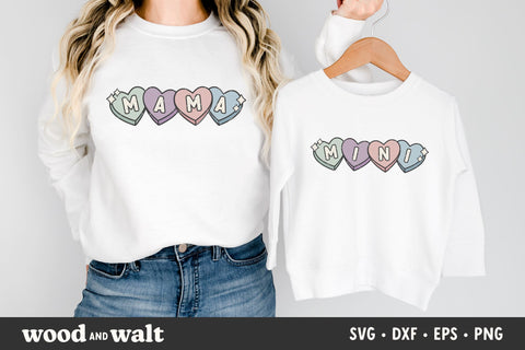 Conversation Hearts Mama Mini SVG | Valentine Mommy And Me SVG SVG Wood And Walt 