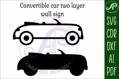 Convertible car two layer wall name sign SVG APInspireddesigns 