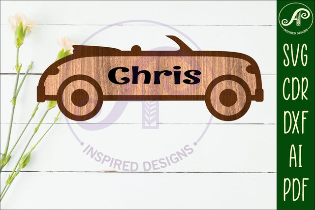 Convertible car two layer wall name sign SVG APInspireddesigns 