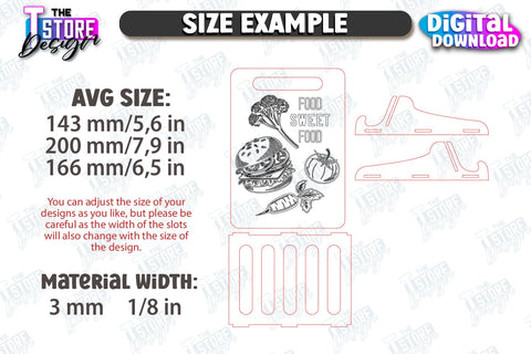Cook Book Stand Laser Cut Bundle | Tablet Stand | Laser Engraved | Kitchen Utensils | CNC Files SVG The T Store Design 