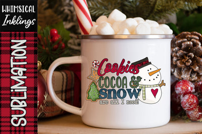 Cookie Cocoa & Snow Sublimation PNG Sublimation Whimsical Inklings 