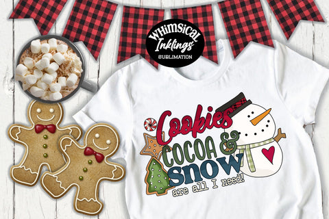 Cookie Cocoa & Snow Sublimation PNG Sublimation Whimsical Inklings 