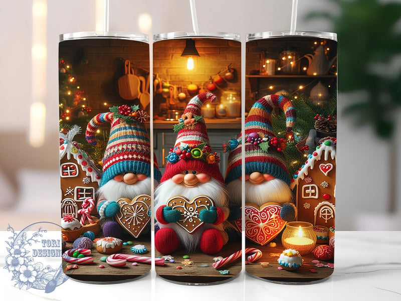 Cookie Gnome Christmas Tumbler, Cookie Holiday Wrap, Festive Gnome Sublimation Design, Cute Christmas Cup, 20Oz Skinny Tumbler Wrap, Whimsical Holiday Mug, Sweet Christmas Cookie Design Sublimation ToriDesigns 