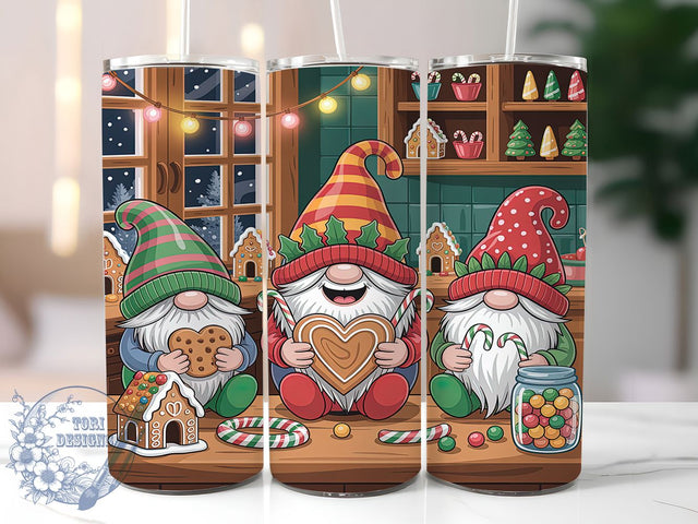 Cookie Gnome Christmas Tumbler, Cookie Holiday Wrap, Festive Gnome Sublimation Design, Cute Christmas Cup, 20Oz Skinny Tumbler Wrap, Whimsical Holiday Mug, Sweet Christmas Cookie Design Sublimation ToriDesigns 