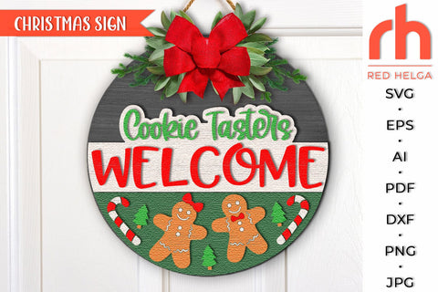 Cookie Tasters Welcome SVG, Christmas Door Sign Cut File SVG RedHelgaArt 