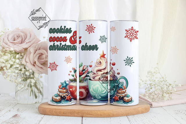 Cookies Cocoa and Christmas 20 oz Skinny Tumbler Sublimation Design Digital Download PNG Instant DIGITAL ONLY, Holiday Tumbler Wrap Sublimation sassyprint 