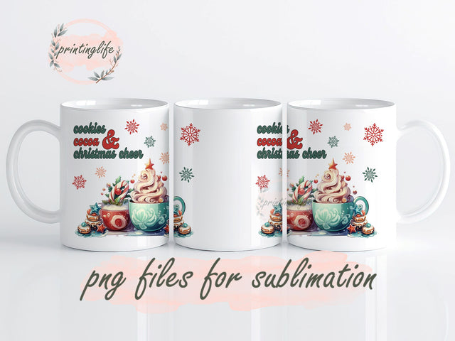 Cookies Cocoa and Christmas Mug Wrap Design, Instant Digital Design Download Mug Wrap Design, Mug Design PNG Sublimation PrintingLife 
