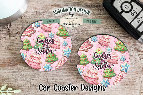 Cookies For Santa Pink Holiday Round Sublimation Design PNG Sublimation Ewe-N-Me Designs 