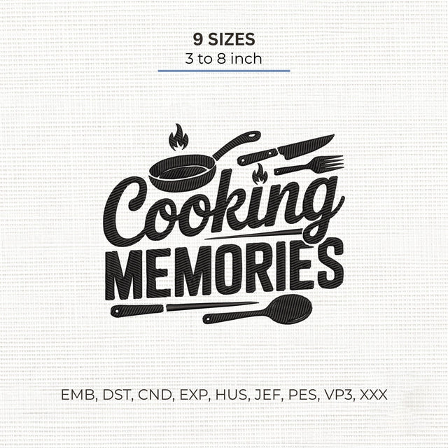 Cooking Memories Embroidery Design – Kitchen Utensils Chef Baking Machine Embroidery File Embroidery/Applique DESIGNS PatternFeed8 