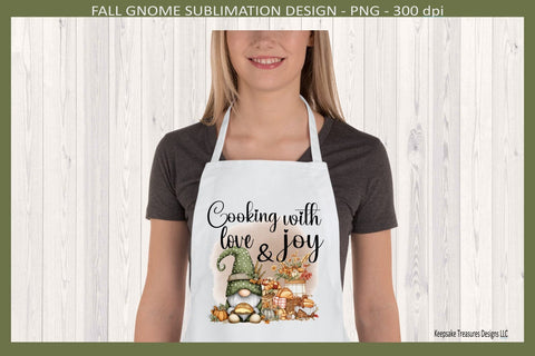 Cooking With Love and Joy, Sublimation Png, Fall Gnome, Kitchen Tea Towel, Digital Download Sublimation Keepsake Treasures Designs LLC. 