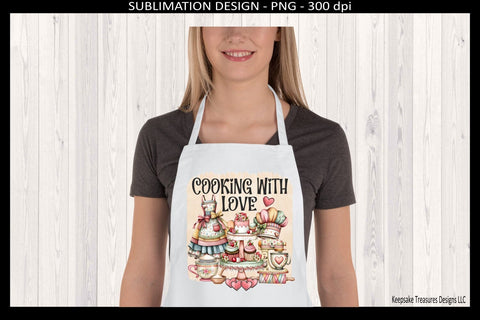 Cooking With Love PNG, Cozy Kitchen Sublimation Design, Vintage Baking Tea Towel Design, Digital Download Sublimation Keepsake Treasures Designs LLC. 