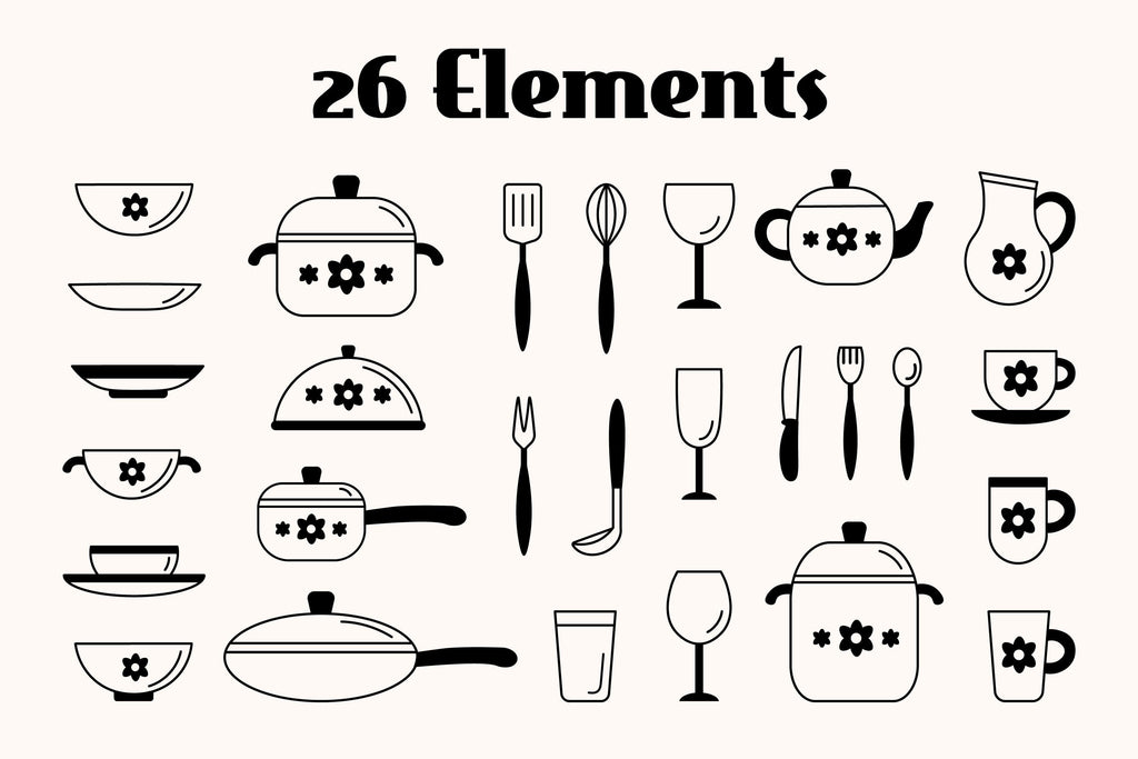 Cookware Doodle Icons - So Fontsy
