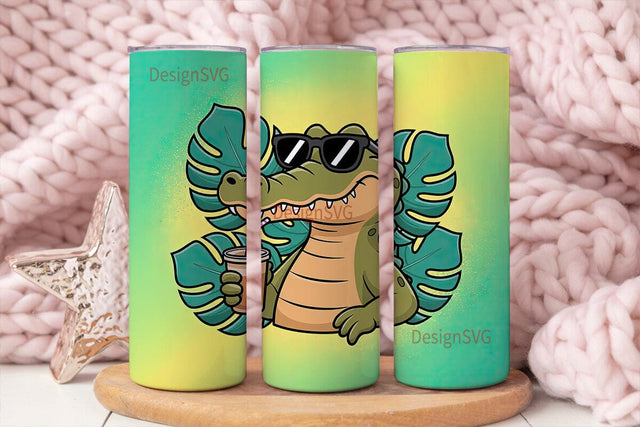 Cool Alligator Iced Coffee 20oz Tumbler Sublimation DesignSVG 