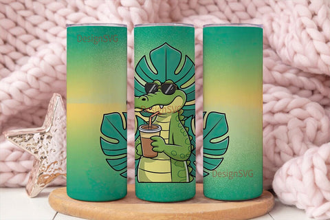 Cool Alligator Iced Coffee 20oz Tumbler Sublimation DesignSVG 