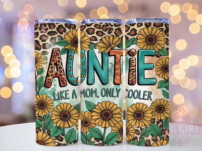 Cool Auntie Sunflower 20oz Tumbler Wrap, Like A Mom Only Cooler, Sunflower Tumbler Design, 20oz Sublimation Wrap, Cool Aunt Gift, Floral Auntie Cup, Fun Family Tumbler Sublimation SvggirlplusArt 