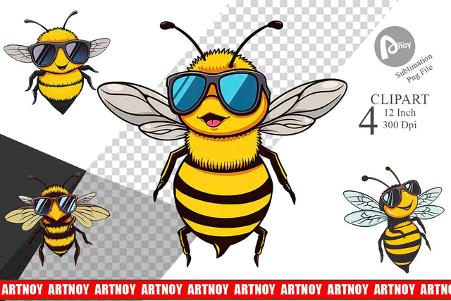 Cool Bee Clipart Sublimation artnoy 