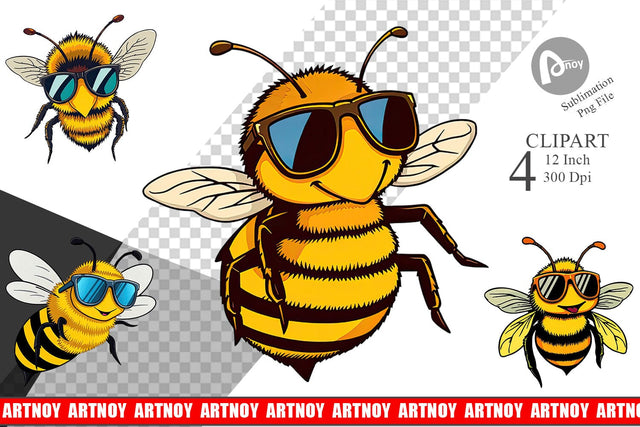 Cool Bee Clipart Sublimation artnoy 