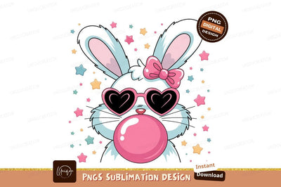 Cool Bunny With Bubblegum Pop Art Sublimation Designangry 