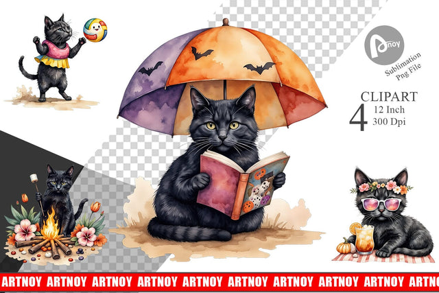 Cool Cat Summerween Clipart Sublimation artnoy 
