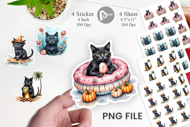 Cool Cat Summerween Sticker Sublimation artnoy 
