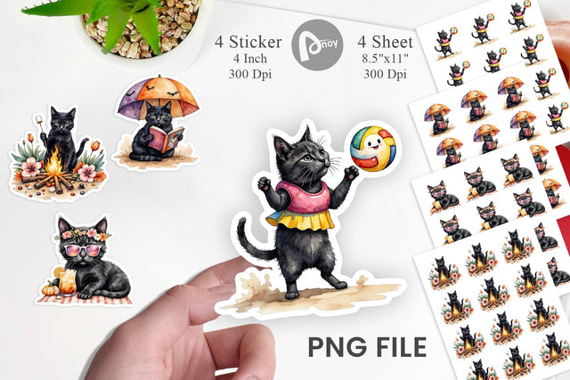 Cool Cat Summerween Sticker Sublimation artnoy 