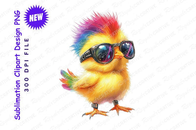 Cool chicken with rainbow mohawk and sunglasses Sublimation Regulrcrative 
