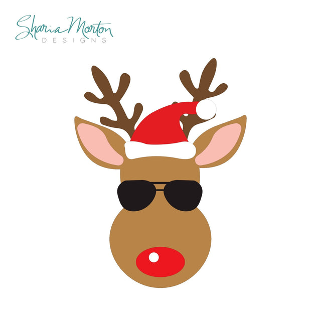 Cool Christmas Reindeer with Aviator Sunglasses SVG Sharia Morton Designs 