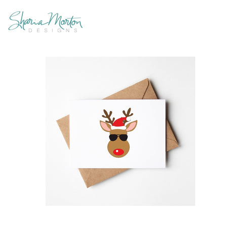Cool Christmas Reindeer with Aviator Sunglasses SVG Sharia Morton Designs 