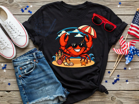 Cool Crab Cartoon T-Shirt PNG, Orange Red Shell, Dark Sunglasses, Grinning Crab, Cartoon Illustration, Skinny Tumbler, Sublimation PNG Sublimation ToriDesigns 