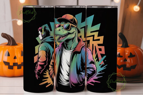 Cool Dinosaur Graffiti 20oz Tumbler Wrap Sublimation PixelChick 