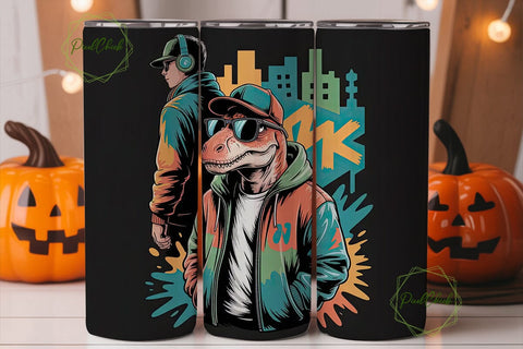 Cool Dinosaur Graffiti 20oz Tumbler Wrap Sublimation PixelChick 