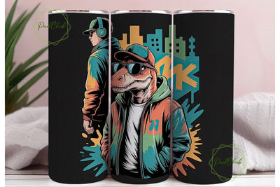 Cool Dinosaur Graffiti 20oz Tumbler Wrap Sublimation PixelChick 