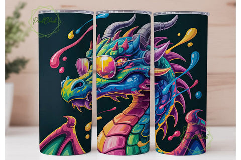 Cool Dragon Tumbler Wrap Sublimation PixelChick 