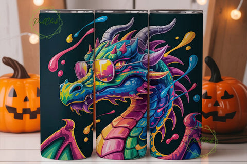 Cool Dragon Tumbler Wrap Sublimation PixelChick 