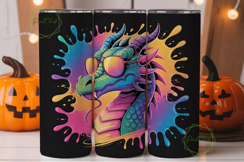 Cool Dragon Tumbler Wrap Sublimation PixelChick 