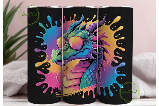 Cool Dragon Tumbler Wrap Sublimation PixelChick 