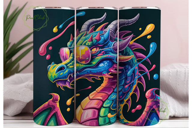Cool Dragon Tumbler Wrap Sublimation PixelChick 