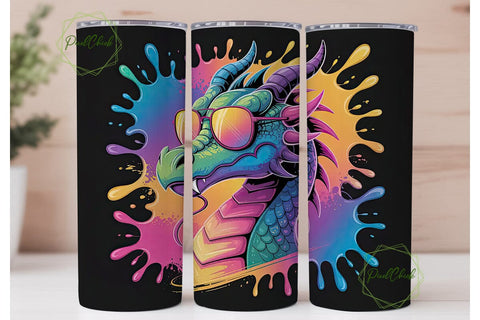 Cool Dragon Tumbler Wrap Sublimation PixelChick 