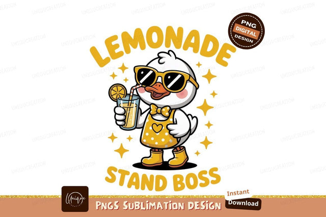 Cool duck drinking lemonade wearing sunglasses yellow Sublimation Designangry 